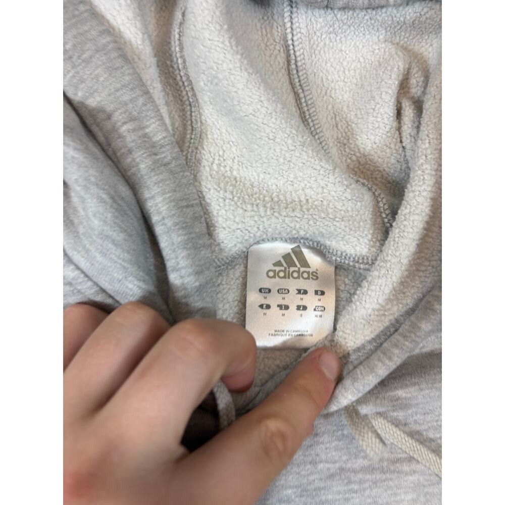 Adidas Hoodie Mens Medium Gray Pullover Sweatshirt Sports Performance Athleisure - Picture 4 of 4